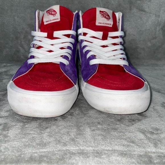 Vans Sk8-Suede Hi-Top Sneaker Red Purple Teal Checkered Midsole Custom Size 10.5 - Picture 4 of 11